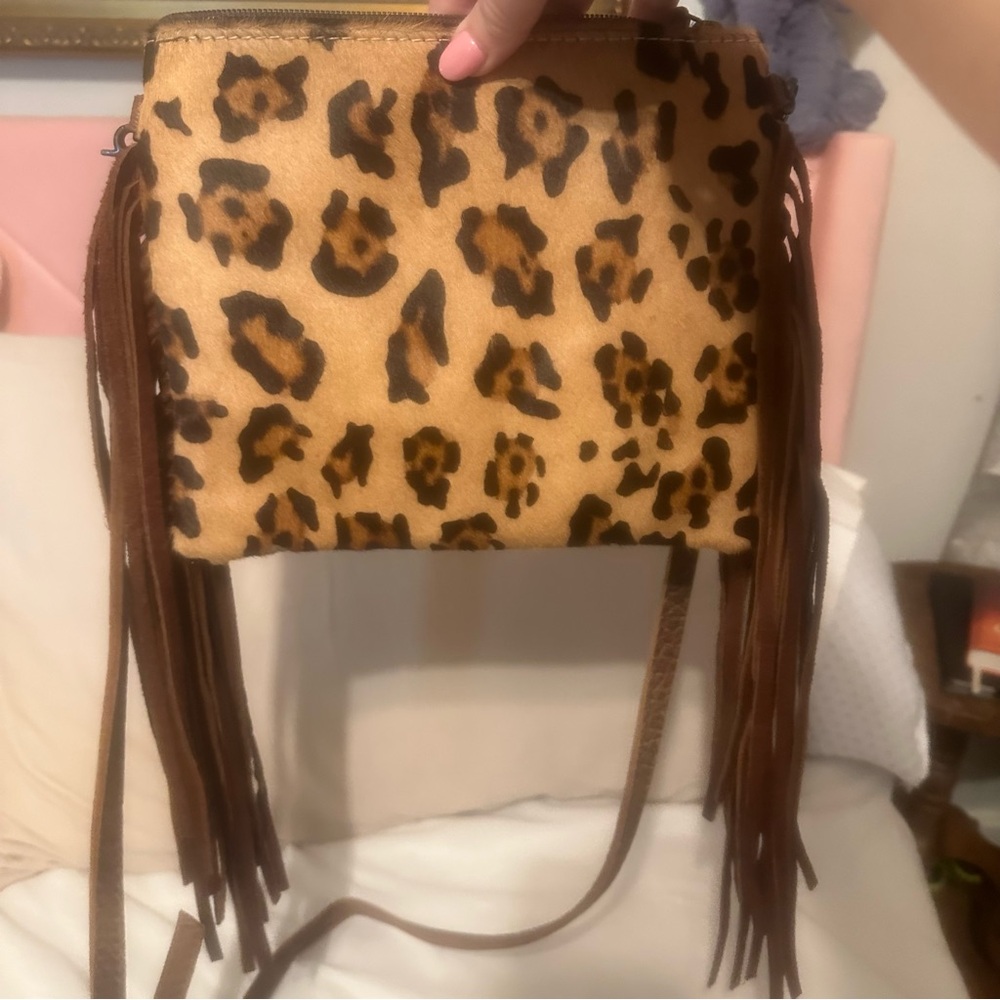 American Darling Tan and Brown Leopard Crossbody Bag